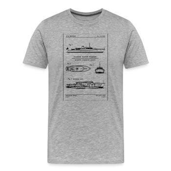Art lineal des plans du yacht - T-shirt bio Premium Homme - gris chiné - Devant - Damien (186cm)