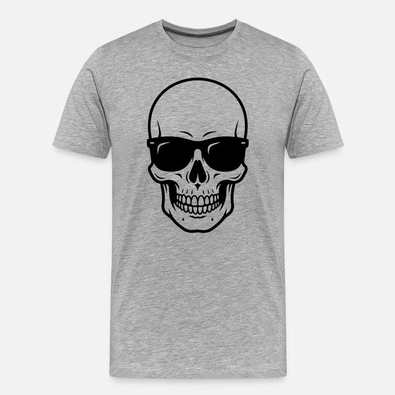 Cooler Badass Schädel mit Sonnenbrille - Männer Premium Bio T-Shirt - Grau meliert