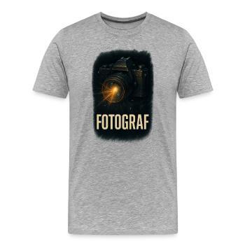 Fotograf Vintage Kamera  - Männer Premium Bio T-Shirt - Grau meliert - Vorne - Damien (186cm)