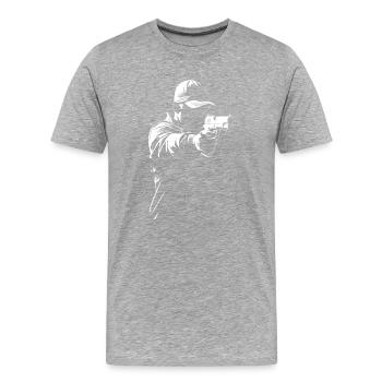 IPSC Shooter 1911 Classic - Männer Premium Bio T-Shirt - Grau meliert - Vorne - Damien (186cm)