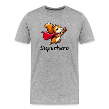 Squirrel Superhero - Men's Premium Organic T-Shirt - heather grey - Front - Damien (186cm)