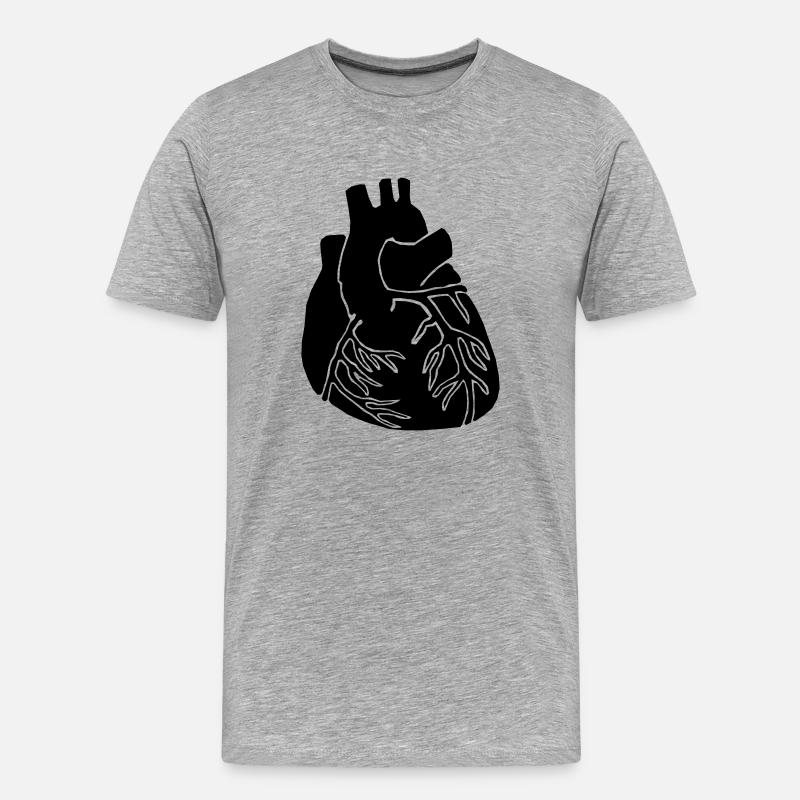 Herz - Männer Premium Bio T-Shirt - Grau meliert