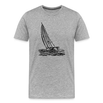 Voilier au vent - T-shirt bio Premium Homme - gris chiné - Devant - Damien (186cm)