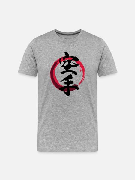 Karate - Kalligraphie - Männer Premium Bio T-Shirt - Grau meliert