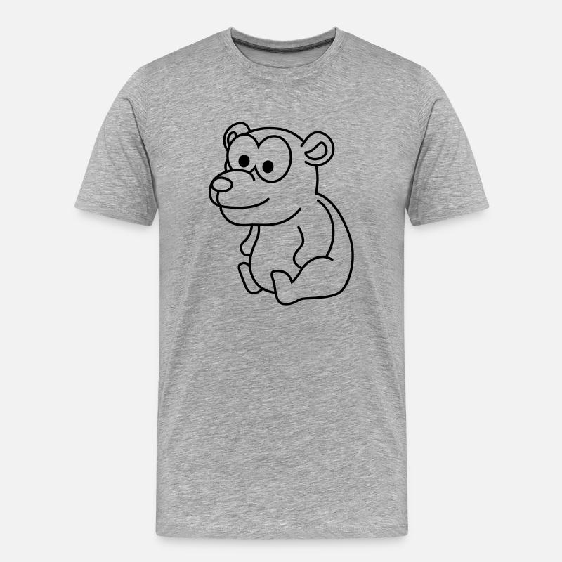 Bär Comic - Männer Premium Bio T-Shirt - Grau meliert