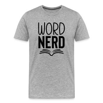 Word Nerd - Men's Premium Organic T-Shirt - heather grey - Front - Damien (186cm)