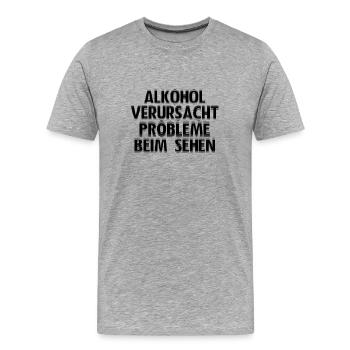 Alkohol - Männer Premium Bio T-Shirt - Grau meliert - Vorne - Damien (186cm)
