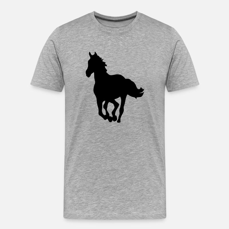 Pferd Pferd Silhouette Schatten shadow8 - Männer Premium Bio T-Shirt - Grau meliert