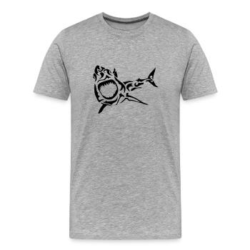 requin tribal shark hai tiburon squalo1 - T-shirt bio Premium Homme - gris chiné - Devant - Damien (186cm)