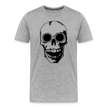 head skull Totenkopf bones beliebt sticker shirt - Männer Premium Bio T-Shirt - Grau meliert - Vorne - Damien (186cm)