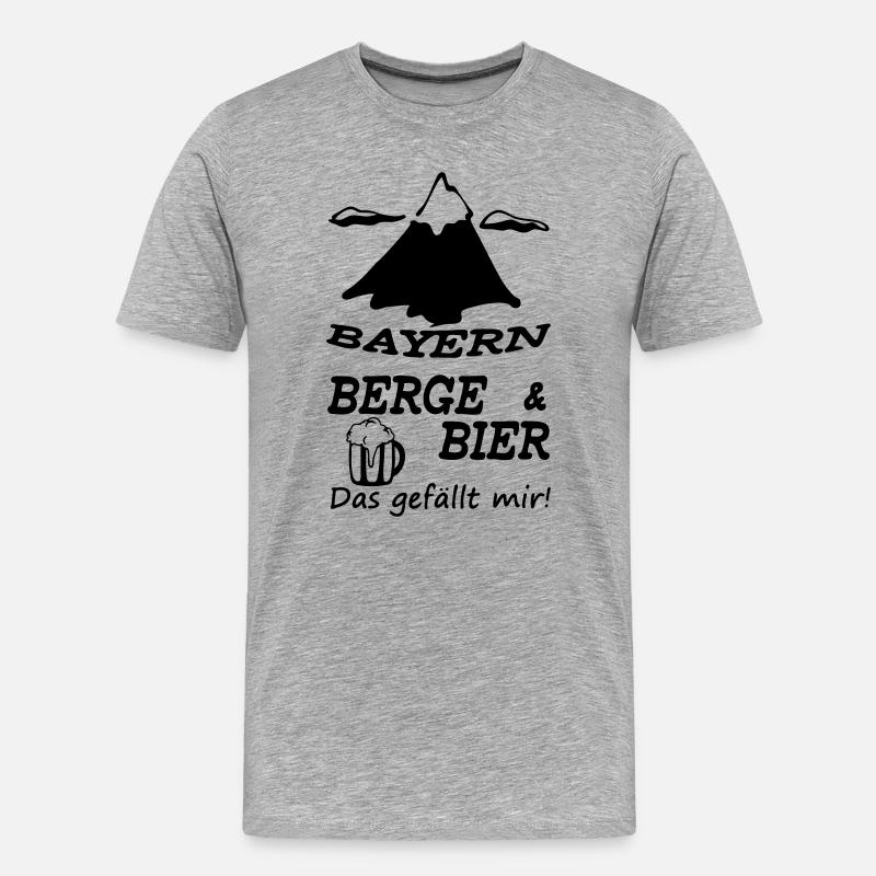 Bayern, Berge und Bier Geschenk - Männer Premium Bio T-Shirt - Grau meliert