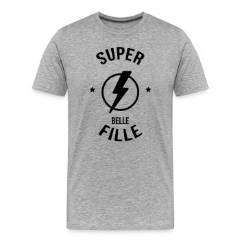 Stieftochter / Schwiegersohn / Sohn / Tochter - Männer Premium Bio T-Shirt - Grau meliert - Vorne - Damien (186cm)