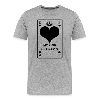 Spielkarte Mein Herz König mit Text - Männer Premium Bio T-Shirt - Grau meliert - Vorne - Damien (186cm)