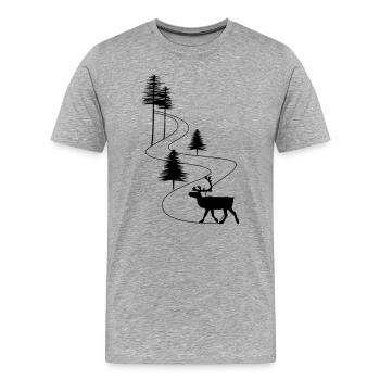 Skandinavien Straße Rentier - Männer Premium Bio T-Shirt - Grau meliert - Vorne - Damien (186cm)