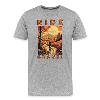 Roulez Gravel Style rétro, sur un vélo de gravier - T-shirt bio Premium Homme - gris chiné - Devant - Damien (186cm)