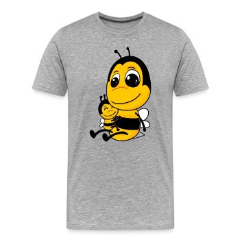 Biene Familie - Biene mit Baby - Biene Motiv - Männer Premium Bio T-Shirt - Grau meliert - Vorne - Damien (186cm)