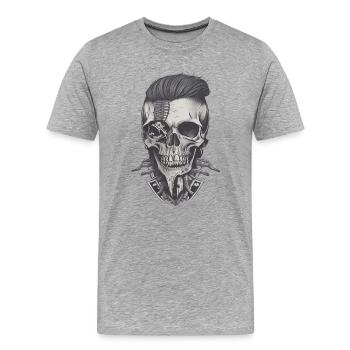 Crâne de hipster - T-shirt bio Premium Homme - gris chiné - Devant - Damien (186cm)