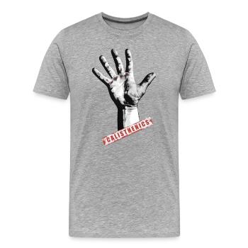 Calisthenics ist Kraft - Männer Premium Bio T-Shirt - Grau meliert - Vorne - Damien (186cm)