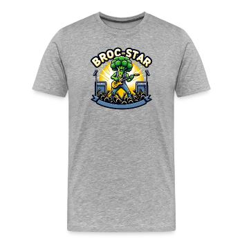 Broc-Star – La superstar du brocoli à bascule - T-shirt bio Premium Homme - gris chiné - Devant - Damien (186cm)