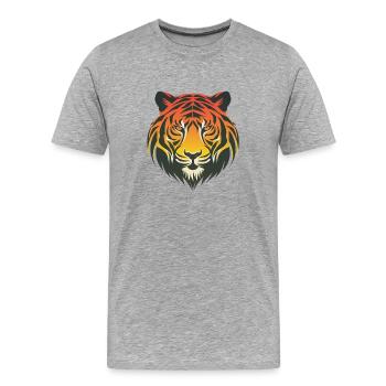 Eleganter Tigerkopf im Farbverlauf - Männer Premium Bio T-Shirt - Grau meliert - Vorne - Damien (186cm)