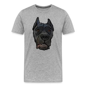 Cane Corso kupiert Kopf im Comicstyle - Männer Premium Bio T-Shirt - Grau meliert - Vorne - Damien (186cm)