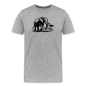 Silhouette d’éléphant Savane - T-shirt bio Premium Homme - gris chiné - Devant - Damien (186cm)