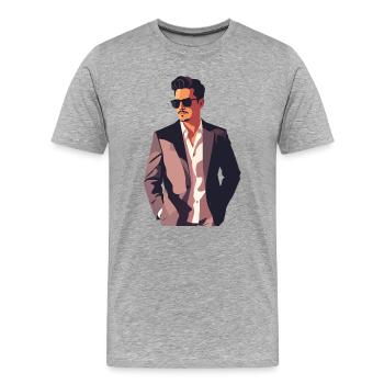 Gentleman Noir Powerlook Urban casual Style - Männer Premium Bio T-Shirt - Grau meliert - Vorne - Damien (186cm)