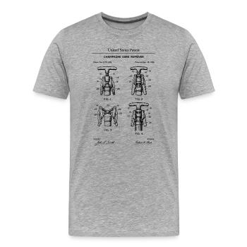 Cork Remover Patent Diagram - Men's Premium Organic T-Shirt - heather grey - Front - Damien (186cm)