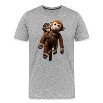 Punch der virale Affe mit Stofftier - Männer Premium Bio T-Shirt - Grau meliert - Vorne - Damien (186cm)