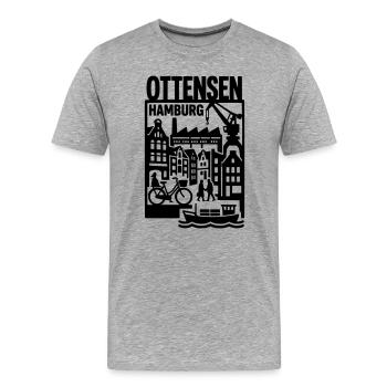 Hamburg Ottensen Retro  - Männer Premium Bio T-Shirt - Grau meliert - Vorne - Damien (186cm)