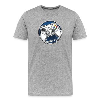 Logo manette : voulez jouer - T-shirt bio Premium Homme - gris chiné - Devant - Damien (186cm)