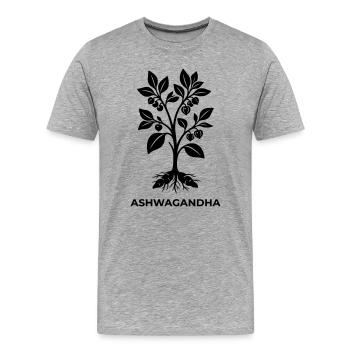 Silhouette de la plante ashwagandha - T-shirt bio Premium Homme - gris chiné - Devant - Damien (186cm)