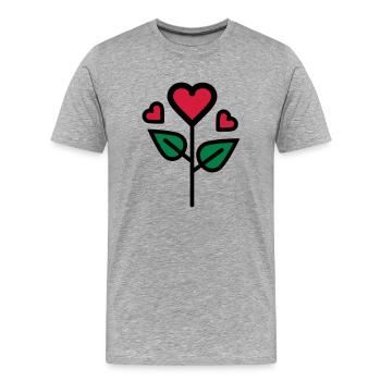 Valentine's Rose in heart shape - Men's Premium Organic T-Shirt - heather grey - Front - Damien (186cm)