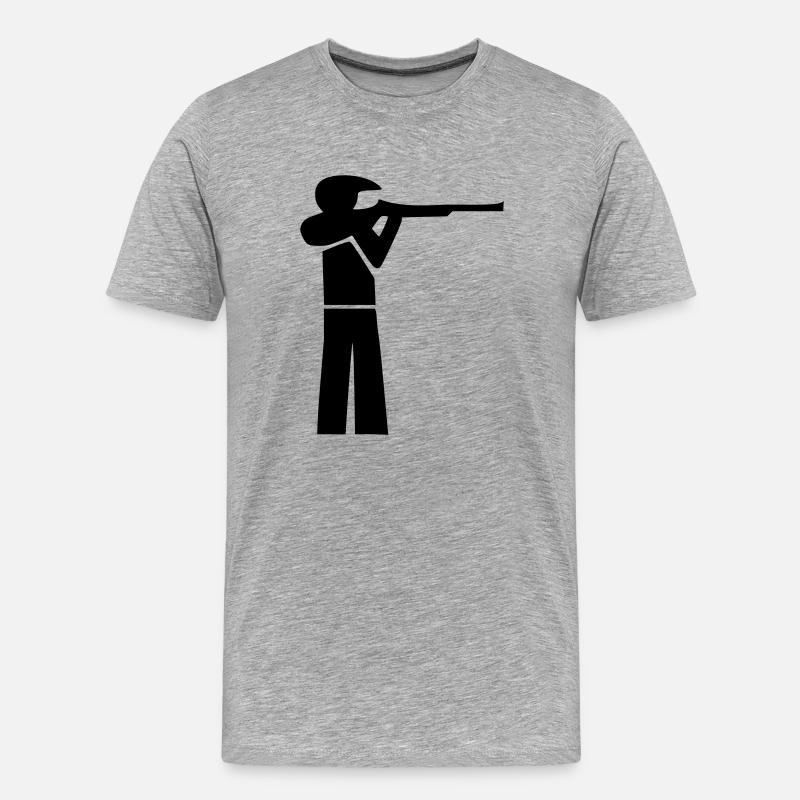 Schütze mit Cappy - Männer Premium Bio T-Shirt - Grau meliert
