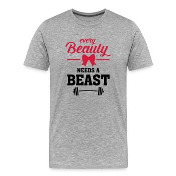 Beauty - Beast (Part 1) - T-shirt bio Premium Homme - gris chiné - Devant - Damien (186cm)