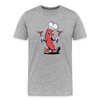 Sausage Grill Dessin animé - T-shirt bio Premium Homme - gris chiné - Devant - Damien (186cm)