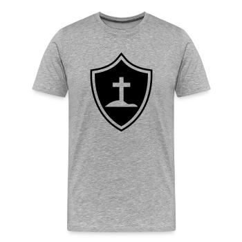 Armoiries croisées - T-shirt bio Premium Homme - gris chiné - Devant - Damien (186cm)
