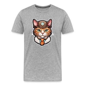 Lederhosen / Animal / Traditional costume / Tradition / Cat - Men's Premium Organic T-Shirt - heather grey - Front - Damien (186cm)