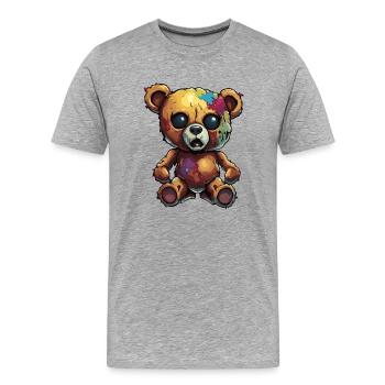 Ours en peluche / Peluche / Animal en peluche / Idée cadeau - T-shirt bio Premium Homme - gris chiné - Devant - Damien (186cm)