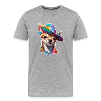 Chihuahua / petit chien / animal / minuscule / race - T-shirt bio Premium Homme - gris chiné - Devant - Damien (186cm)