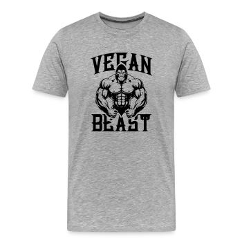 Gorilla Vegan Beast - Männer Premium Bio T-Shirt - Grau meliert - Vorne - Damien (186cm)