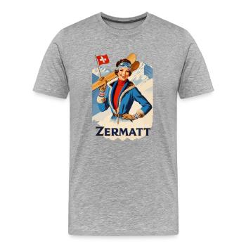 Zermatt Schweiz Vintage Retro Design Geschenkidee - Männer Premium Bio T-Shirt - Grau meliert - Vorne - Damien (186cm)