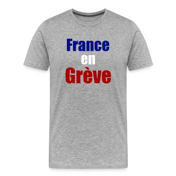 France en grève - T-shirt bio Premium Homme - gris chiné - Devant - Damien (186cm)