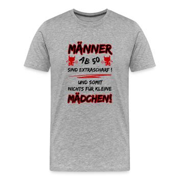 Men over 50 are extra hot... 50th Birthday - Men's Premium Organic T-Shirt - heather grey - Front - Damien (186cm)