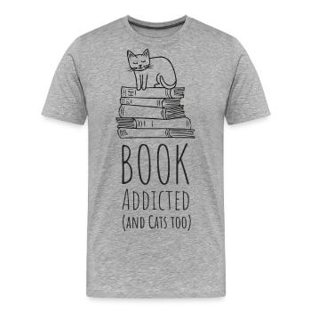 Book addicted - Männer Premium Bio T-Shirt - Grau meliert - Vorne - Damien (186cm)