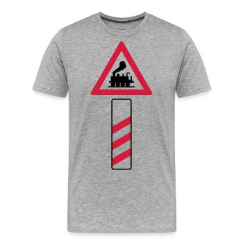 Bahnübergang 2color train old - Männer Premium Bio T-Shirt - Grau meliert - Vorne - Damien (186cm)