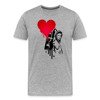 Street art with a lot of love - Sprayer with heart - Men's Premium Organic T-Shirt - heather grey - Front - Damien (186cm)