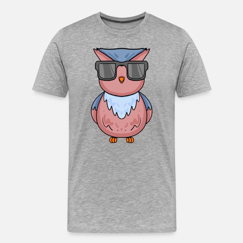 coole Eule mit Sonnenbrille - Männer Premium Bio T-Shirt - Grau meliert
