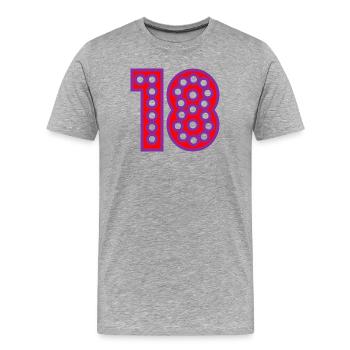 18. 18 ANS. 18e ANNIVERSAIRE. ANNIVERSAIRE 18 ANS. - T-shirt bio Premium Homme - gris chiné - Devant - Damien (186cm)