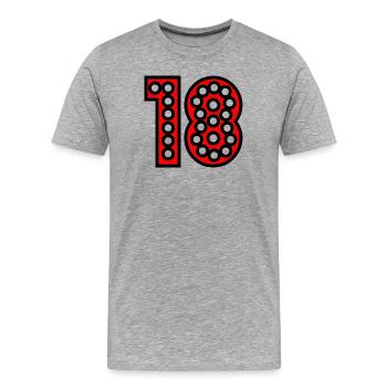 18. 18 ANS. 18e ANNIVERSAIRE. ANNIVERSAIRE 18 ANS. - T-shirt bio Premium Homme - gris chiné - Devant - Damien (186cm)